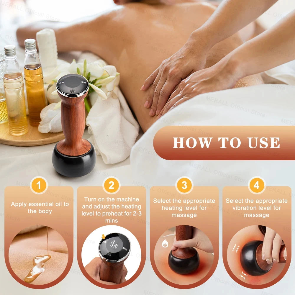 Electric Hot Stone Scraping Massaging Bianstone Guasha Massager